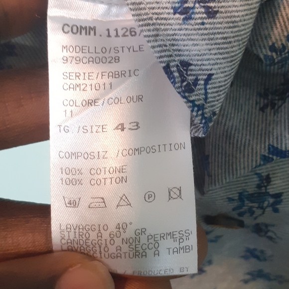 Eleventy Dress Shirt GRAY/blue Made in Italy Men Designer buttoned shirt 17/L - Picture 5 of 8